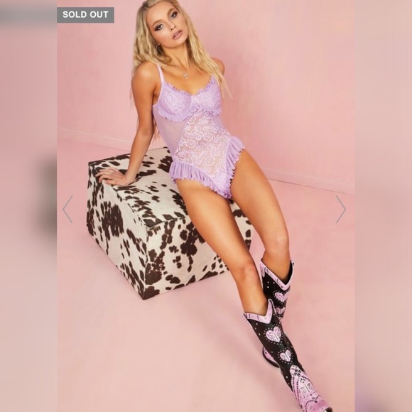 Dolls Kill Flirting With Magic Lace Bodysuit Size Small - Picture 2 of 4